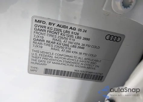2024 Audi Q3 Premium Plus 45 Tfsi S Line Quattro Tiptronic from USA, damaged, VIN WA1EECF36R1152747